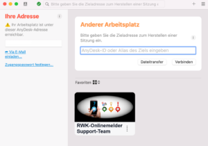 Screenshot des AnyDesk-Online-Support-Programm