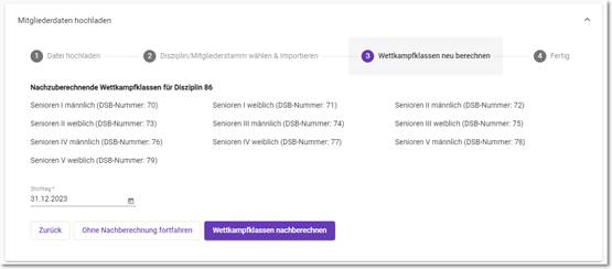 Unterstützung bei der Wettkampfklassennachberechnung